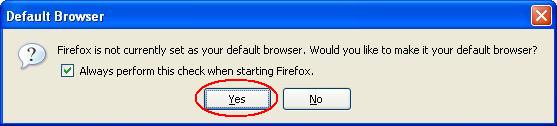 Firefox Default Browser Selection Screen