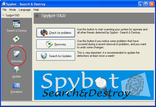 Spybot - Search & Destroy - Main Screen